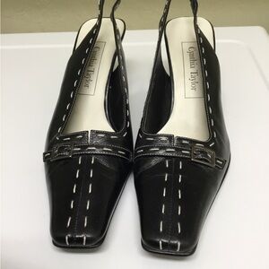 Black stitched leather shoes
